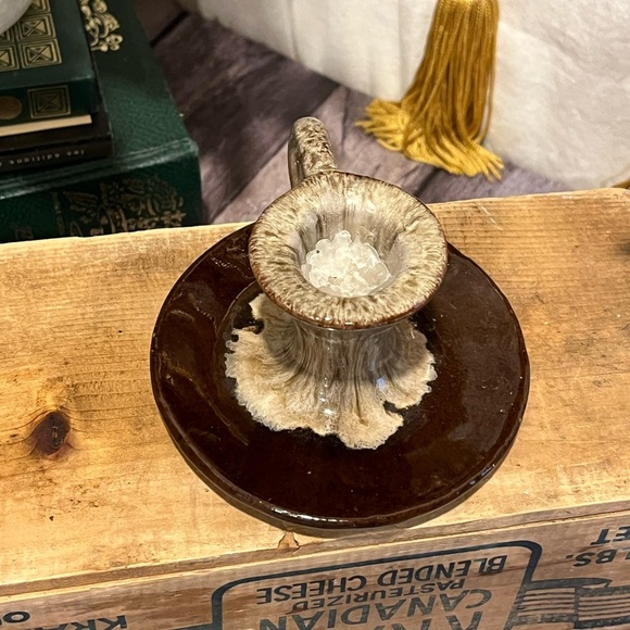 🤎EVANGELINE – Vintage Ceramic Candle Holder Brown & Cream – Canada 186 - Picture 4 of 9